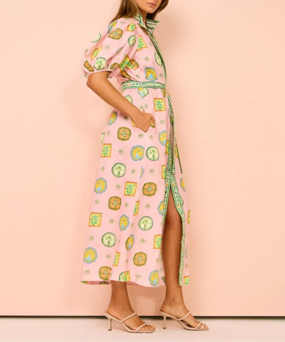 Camille - Comfortable maxi dress with seal print