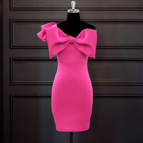 Brianna - Pink One-Shoulder Mini Dress with Ruffles