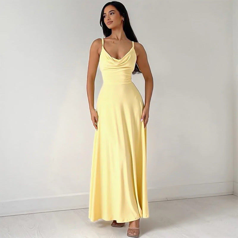 Iliana - Tailored maxi dress with thin straps