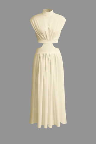 Alondra - Pleated maxi dress with boat neck and cutout