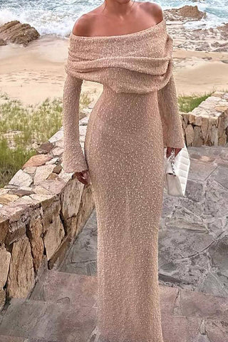 Hope - Off Shoulder Knitted Maxi Dress