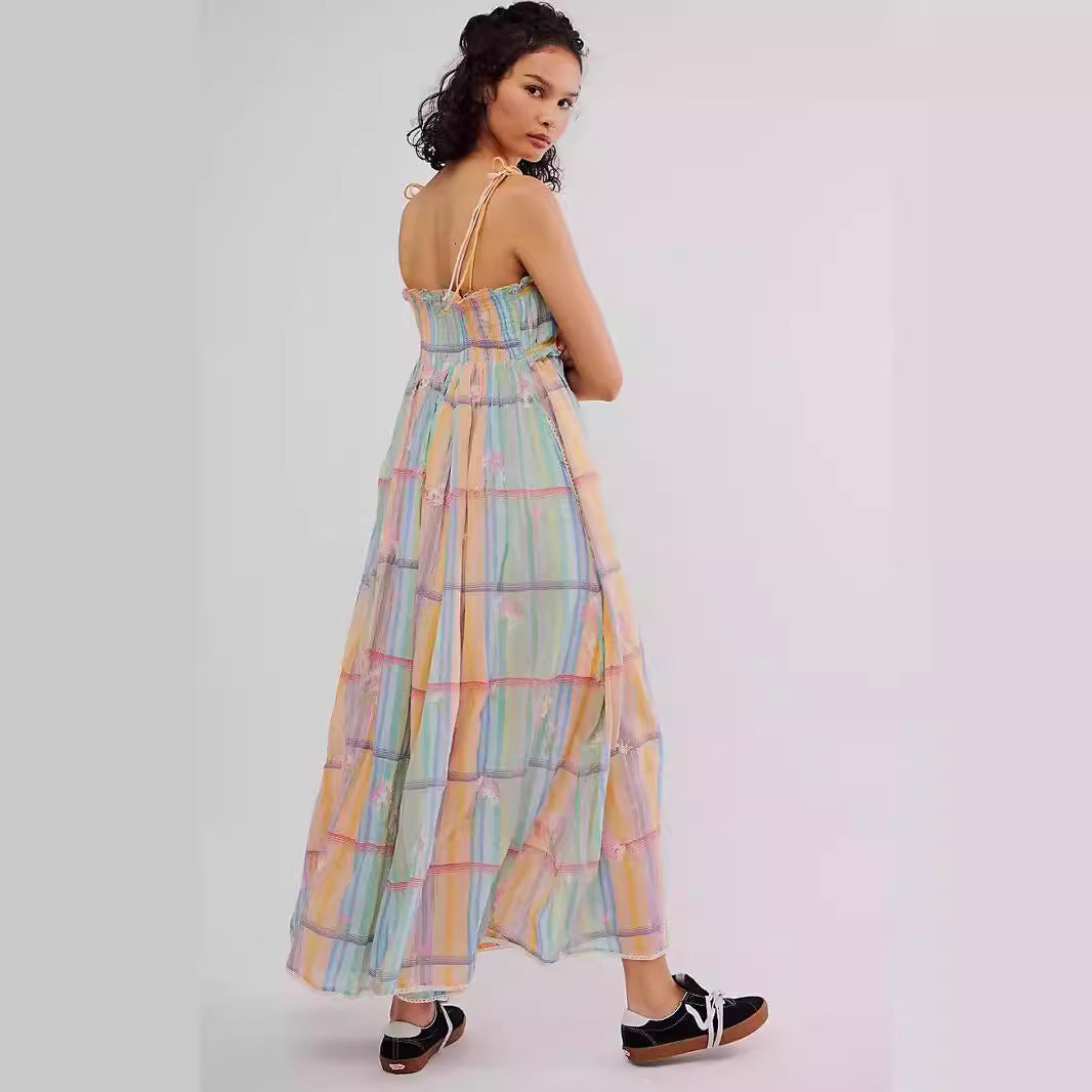 Arianna - Long Sling Pleated Dress