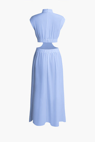 Alondra - Pleated maxi dress with boat neck and cutout