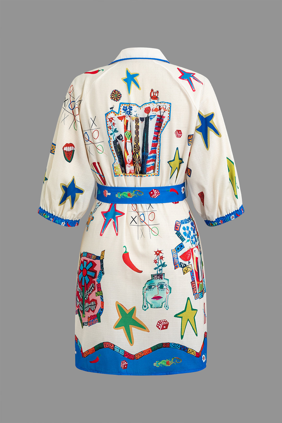 Ilda - Mini dress with art print and belt