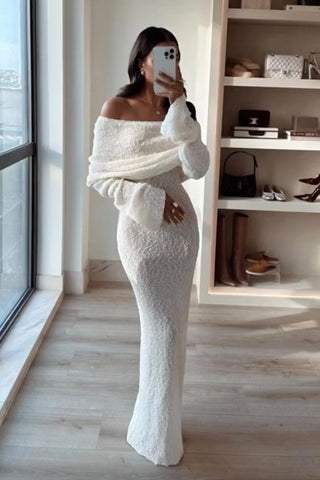 Hope - Off Shoulder Knitted Maxi Dress