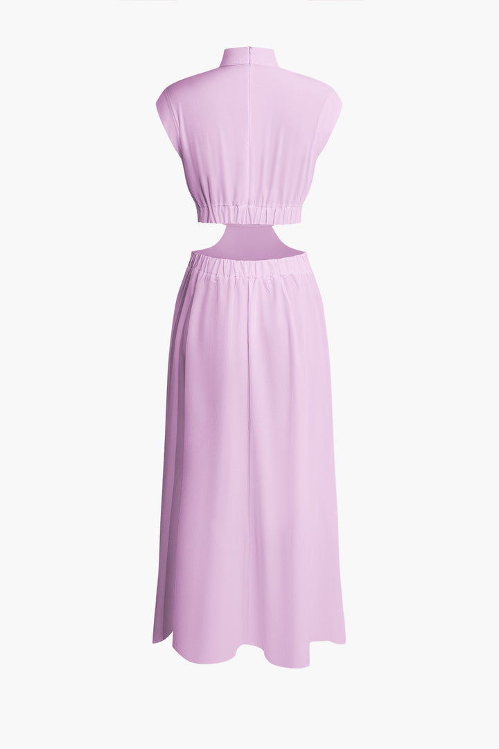 Alondra - Pleated maxi dress with boat neck and cutout