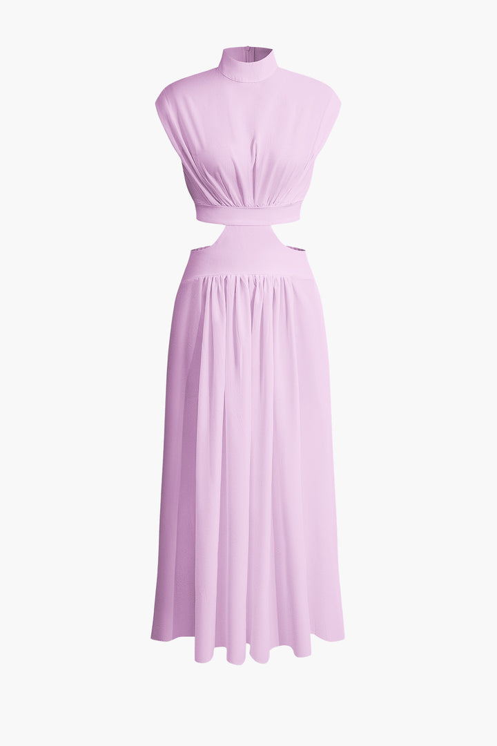 Alondra - Pleated maxi dress with boat neck and cutout