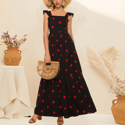 Bonita - Plus Size Polka Dot Sleeveless Maxi Dress