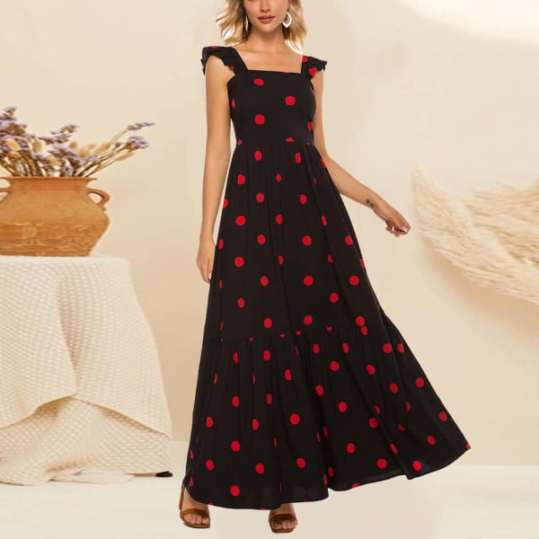 Bonita - Plus Size Polka Dot Sleeveless Maxi Dress