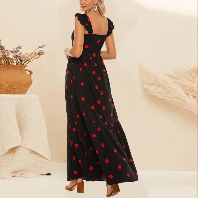 Bonita - Plus Size Polka Dot Sleeveless Maxi Dress