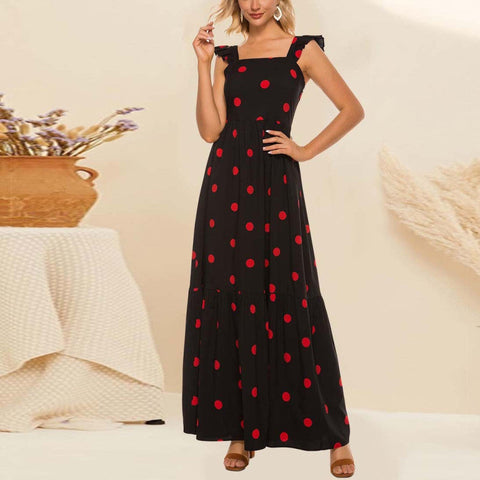 Bonita - Plus Size Polka Dot Sleeveless Maxi Dress