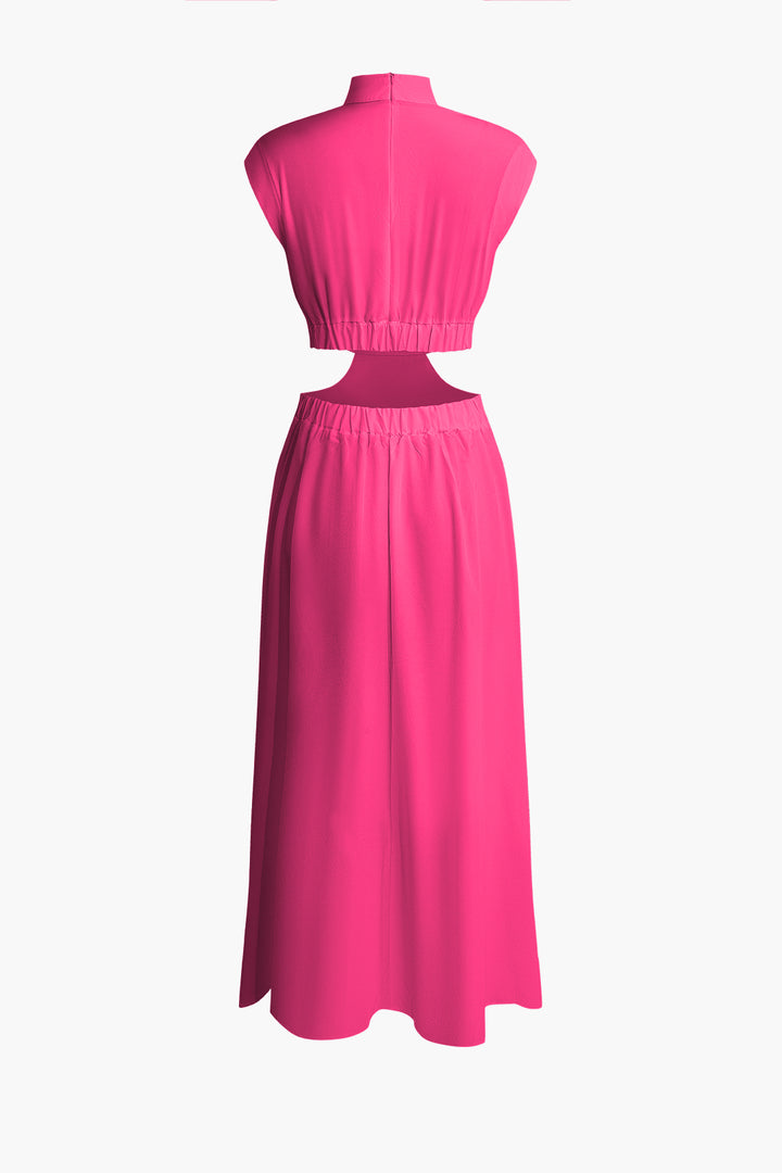 Alondra - Pleated maxi dress with boat neck and cutout