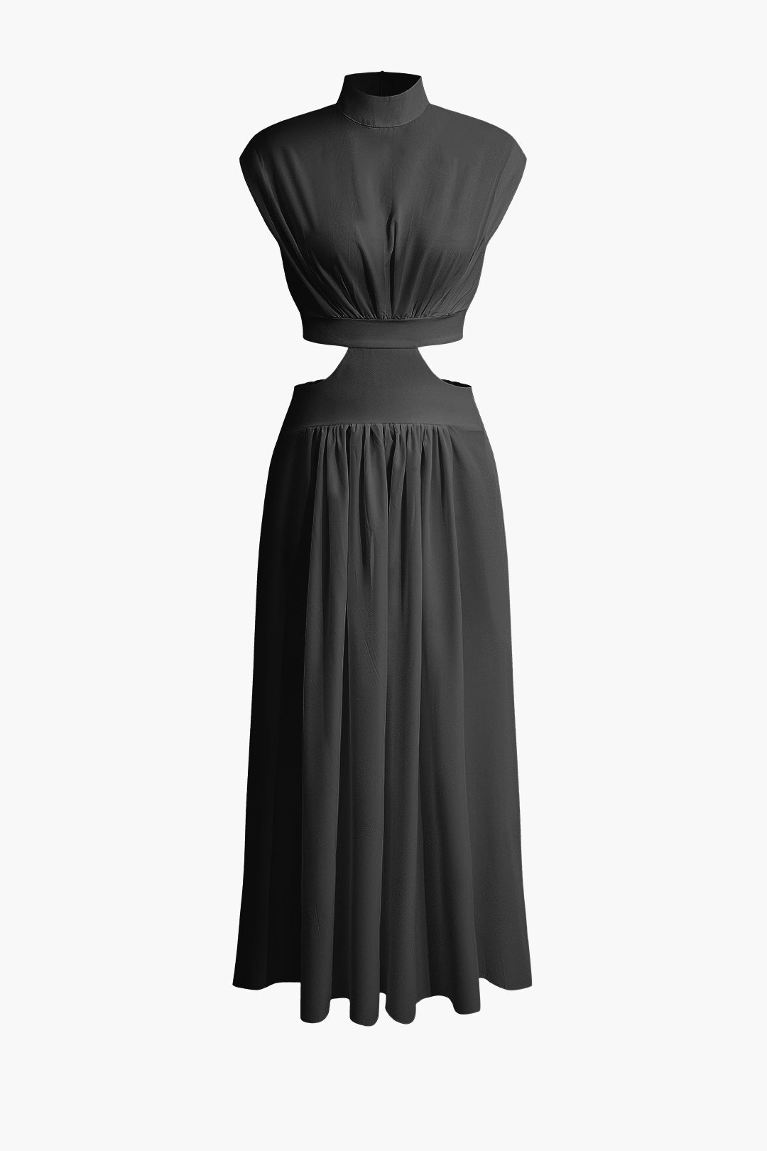 Alondra - Pleated maxi dress with boat neck and cutout