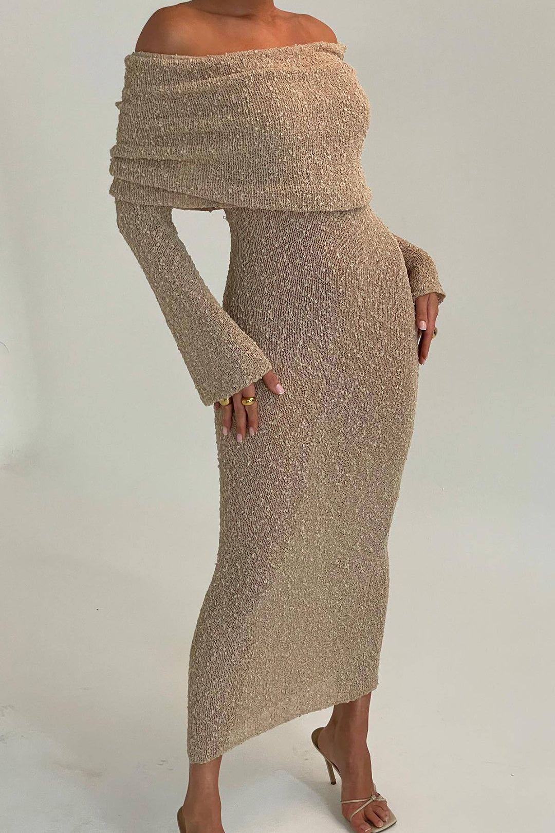 Hope - Off Shoulder Knitted Maxi Dress