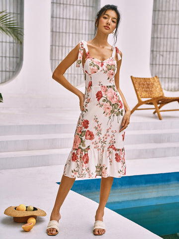 Ilyssa - Knotted cami dress with floral print