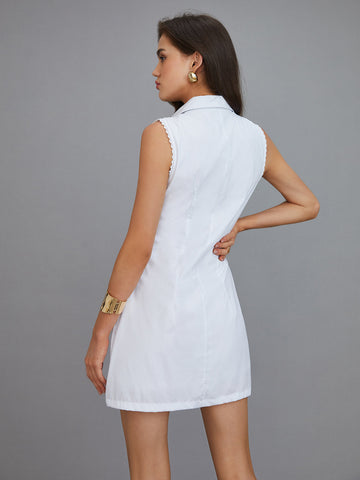 Brina - Short dress with tie and embroidery at the front