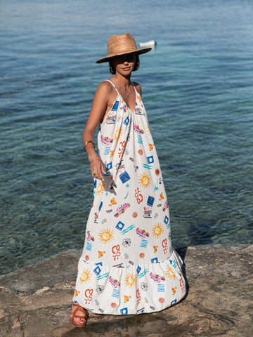 Ashley - printed backless maxi dress