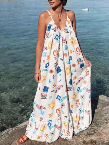 Ashley - printed backless maxi dress