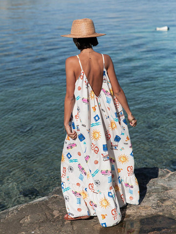 Ashley - printed backless maxi dress