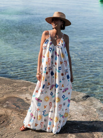 Ashley - printed backless maxi dress