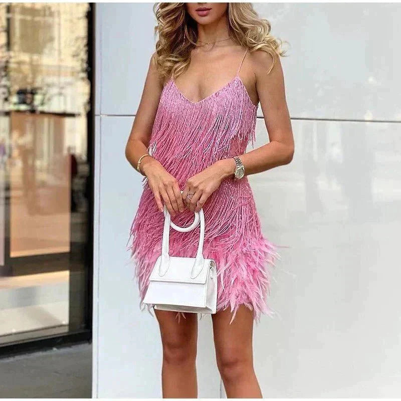 Blanca - Feather mini dress