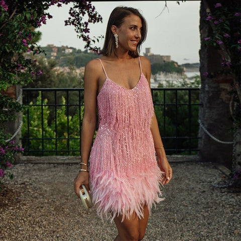 Blanca - Feather mini dress