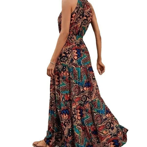 Alexandra - Retro Maxi Dress with Halter Neck