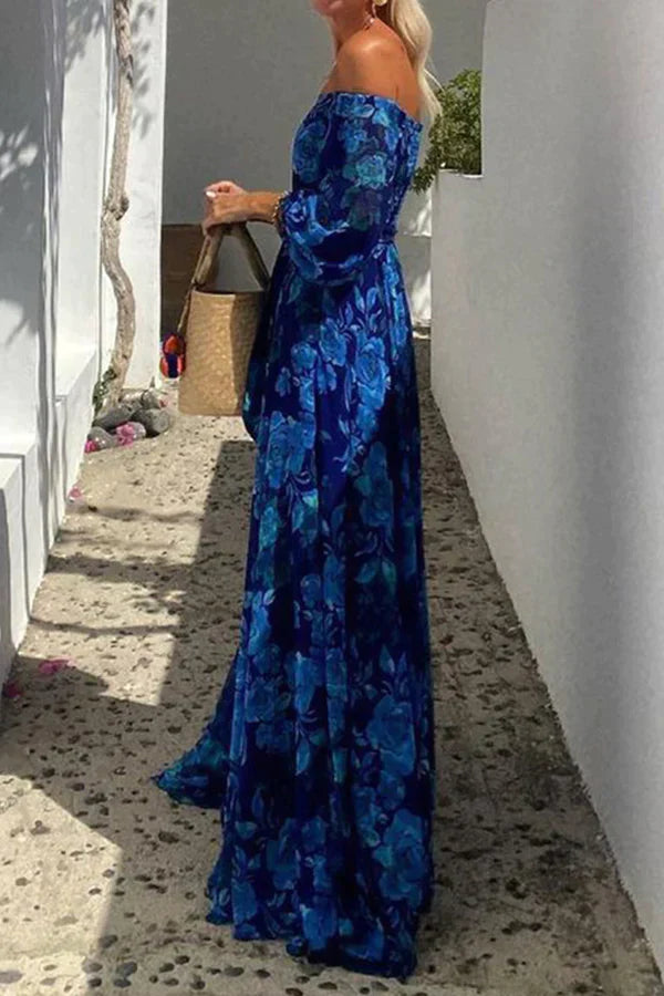 Beth - Floral Off Shoulder Smocked Maxi Dress for Vacation