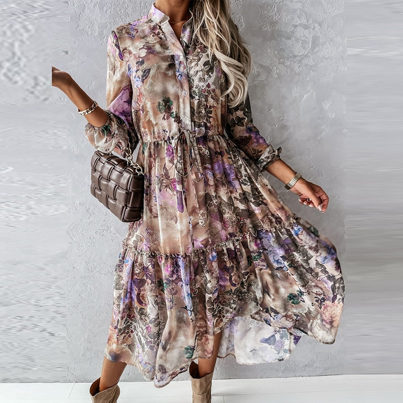 Brynn - blouse dress with autumn print