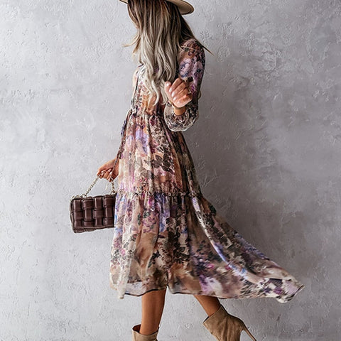 Brynn - blouse dress with autumn print