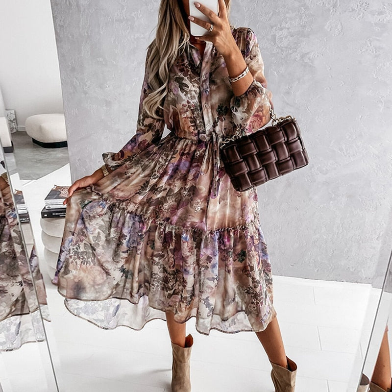 Brynn - blouse dress with autumn print