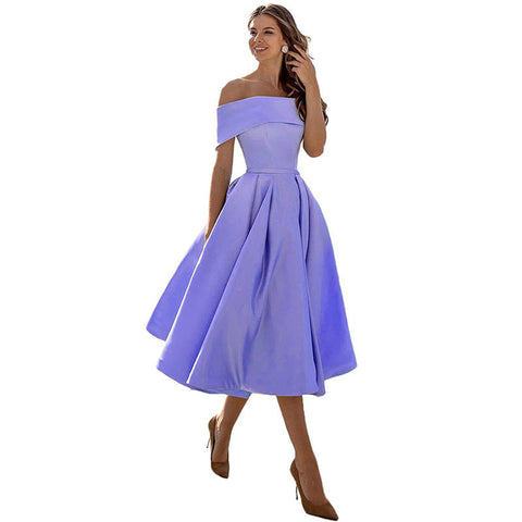 Andrea - Fashion Casual Strapless satin party dress