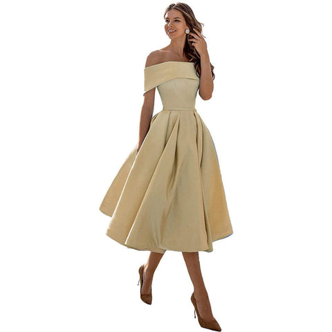 Andrea - Fashion Casual Strapless satin party dress