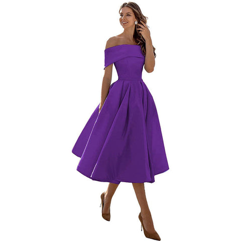 Andrea - Fashion Casual Strapless satin party dress