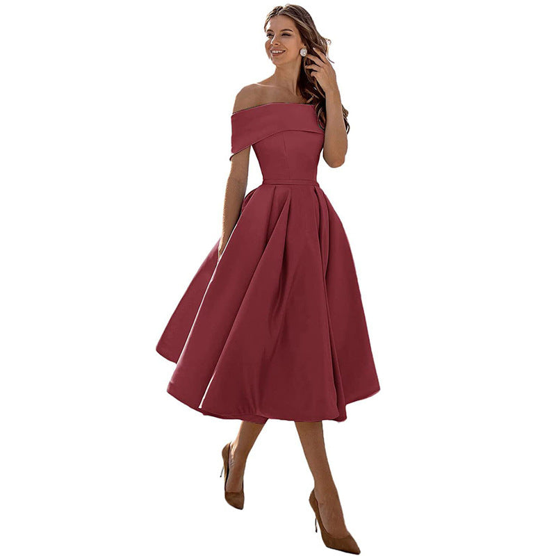 Andrea - Fashion Casual Strapless satin party dress