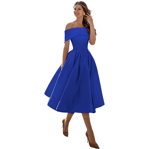 Andrea - Fashion Casual Strapless satin party dress