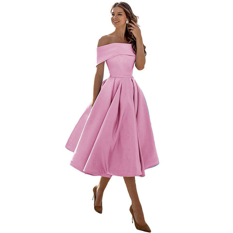 Andrea - Fashion Casual Strapless satin party dress