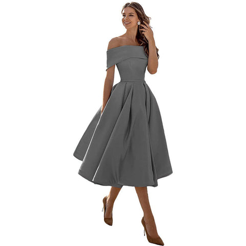 Andrea - Fashion Casual Strapless satin party dress