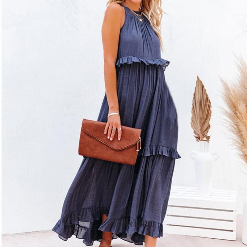 Alisa - Elegant sleeveless maxi dress with ruffles