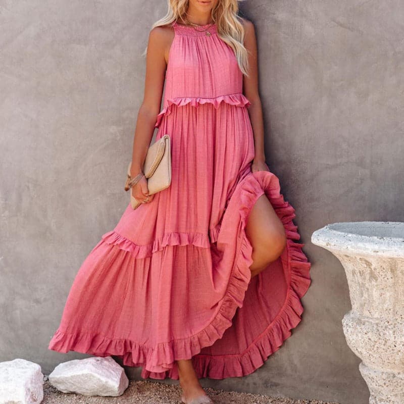 Alisa - Elegant sleeveless maxi dress with ruffles