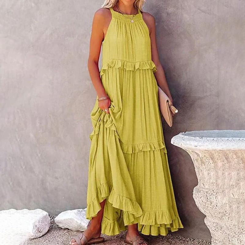 Alisa - Elegant sleeveless maxi dress with ruffles