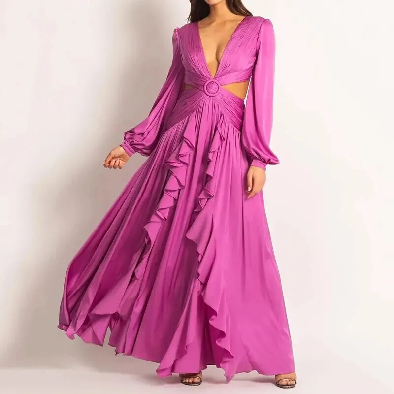 Zosia - Long dress with folds and ruffles