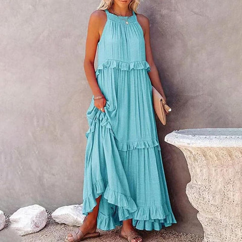 Alisa - Elegant sleeveless maxi dress with ruffles