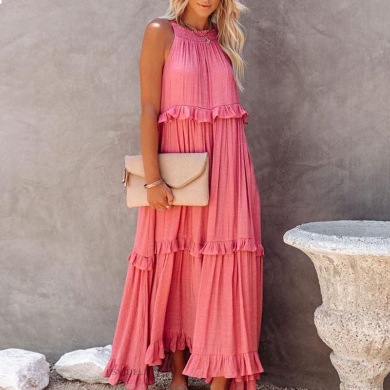 Alisa - Elegant sleeveless maxi dress with ruffles