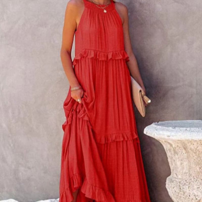 Alisa - Elegant sleeveless maxi dress with ruffles