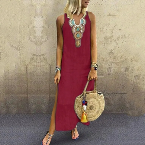 Britta - Long casual maxi dress with side slit