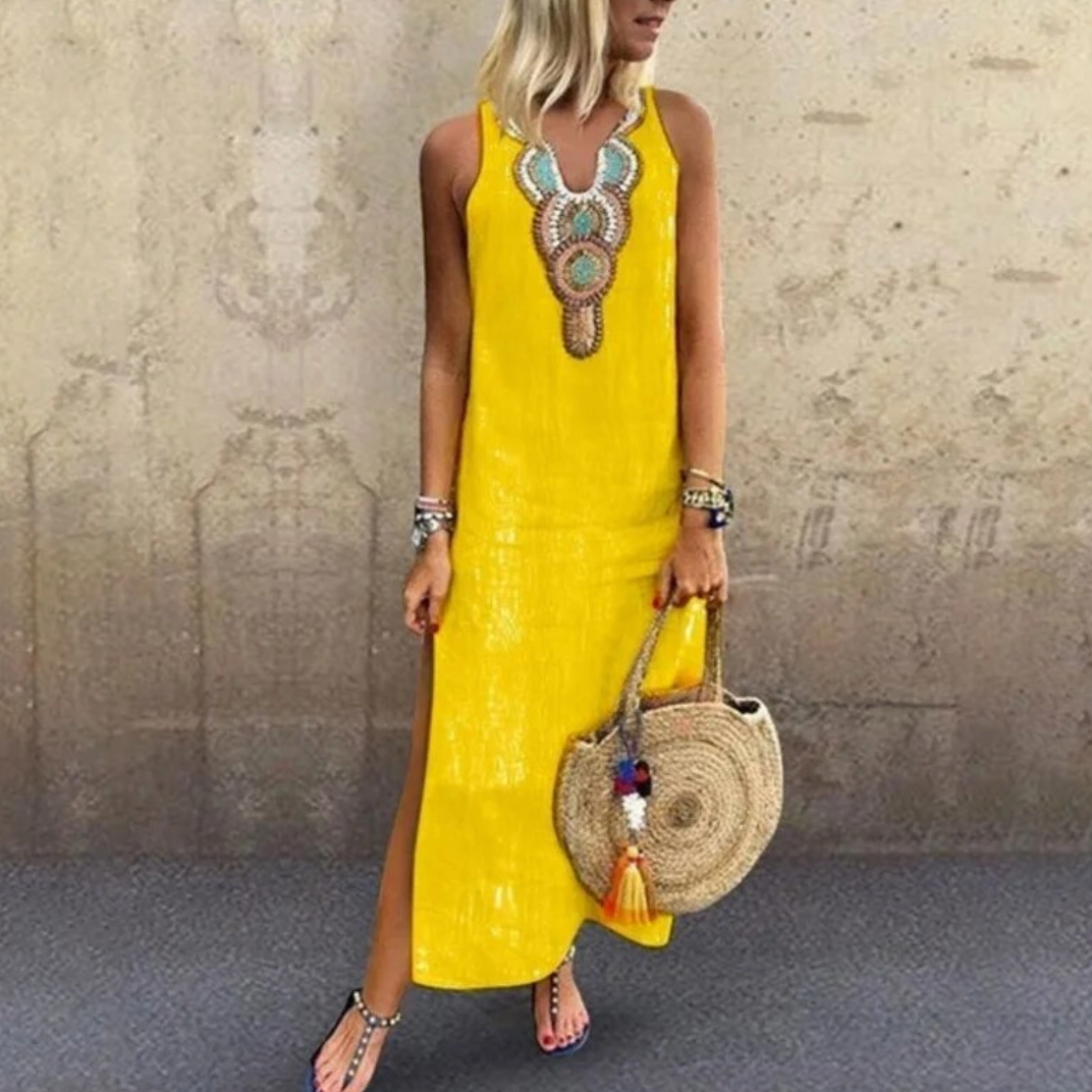 Britta - Long casual maxi dress with side slit