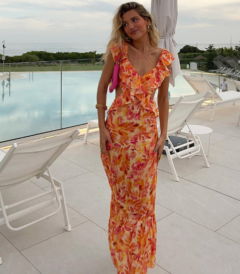 Alexa - Orange Backless Long Dress