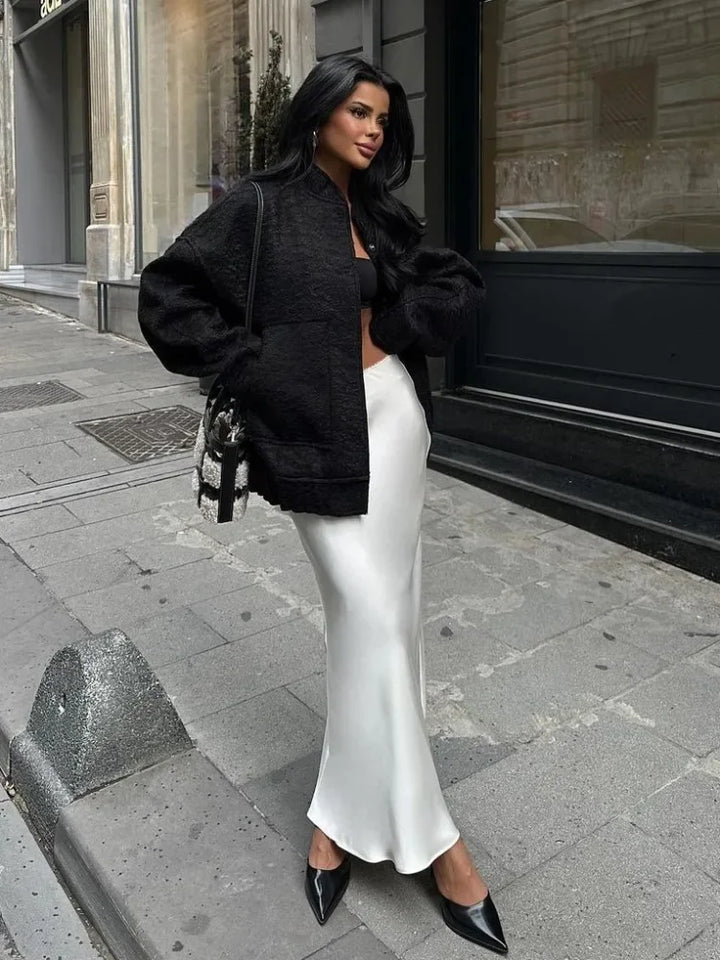 Zuleika - Elegant satin maxi skirt