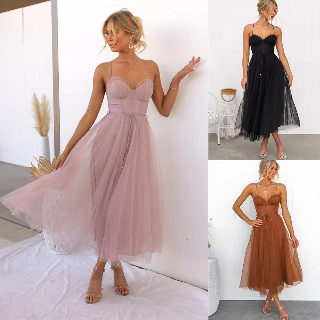 Britney - Strapless Long Mesh Maxi Dress